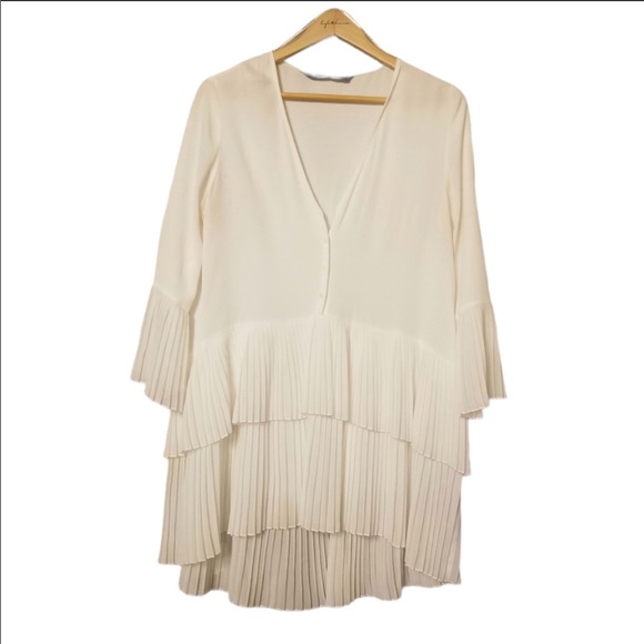 COPY - Zara chiffon pleated dress WHITE - Picture 2 of 3